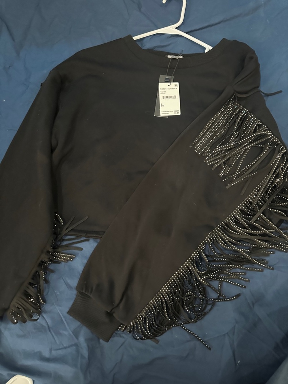 Gracia Black Cropped Crewneck Sweatshirt, Size L NWT - Picture 2 of 9